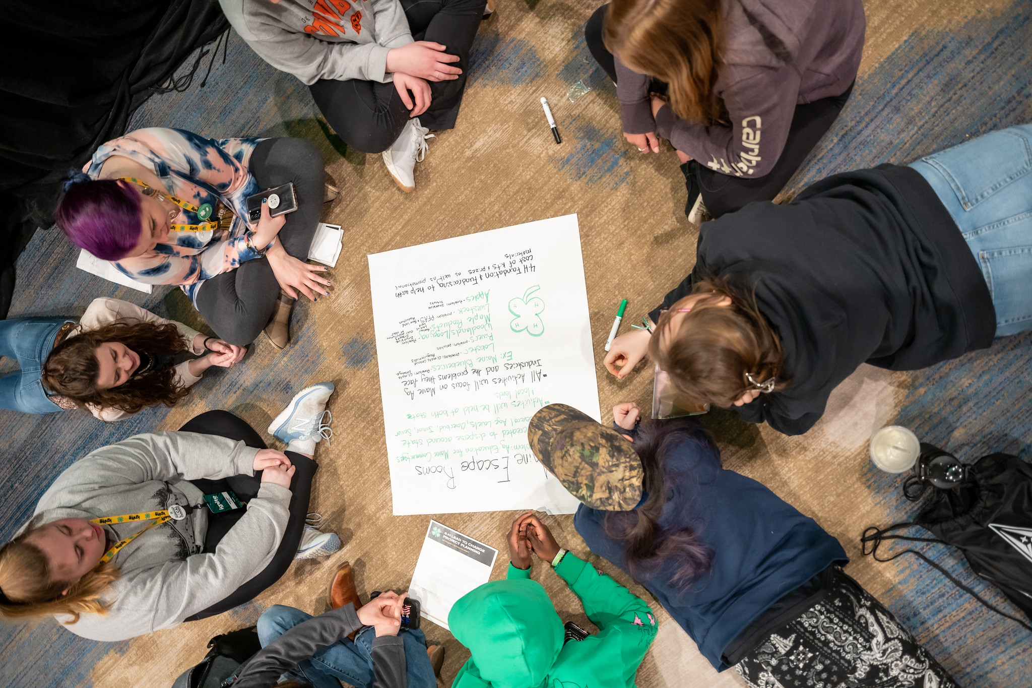 Ignite event group of people sitting and adding notes to paper